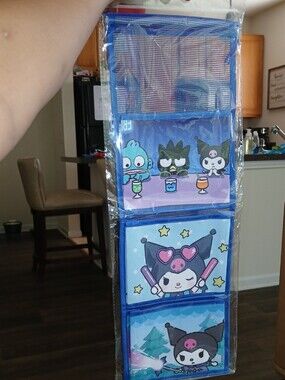 Big Sanrio Kuromi Blue Vertical Hanging Pocket Organizer